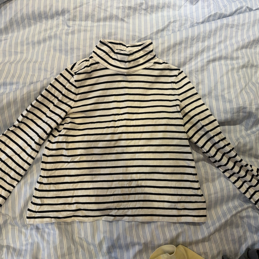 Madewell Black and White Striped Turtleneck